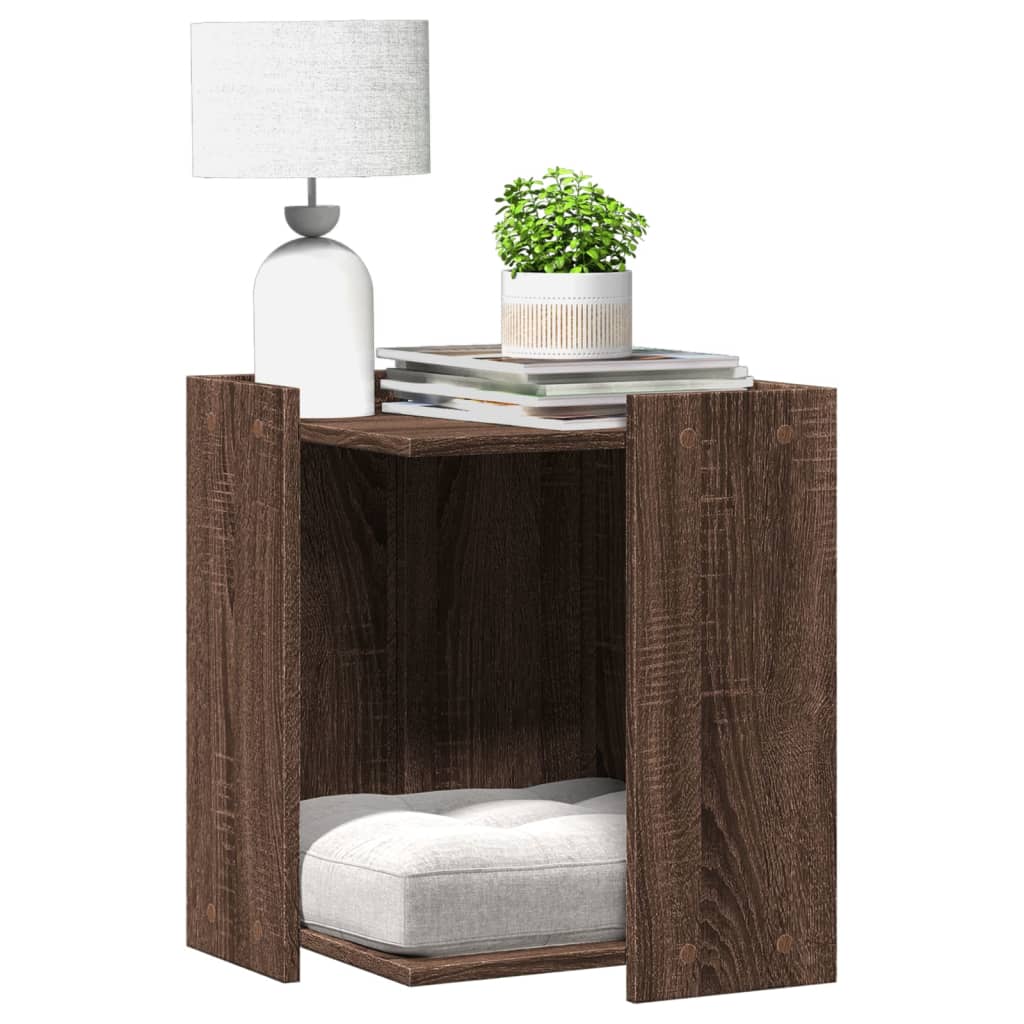 Vidaxl kattenbakkast 42x42x51 cm geschnidden Holz brong Oak -Colored