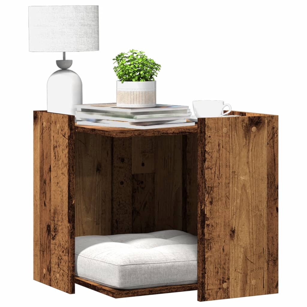 VidaXL Kattenbakkast 53x53x51 cm processed wood old wood colored