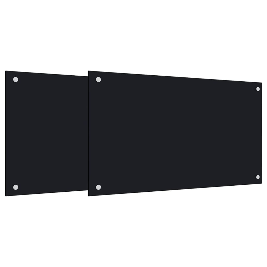 Vidaxl Splashing Screens Kitchen 2 St 70x60 cm herdet glass svart