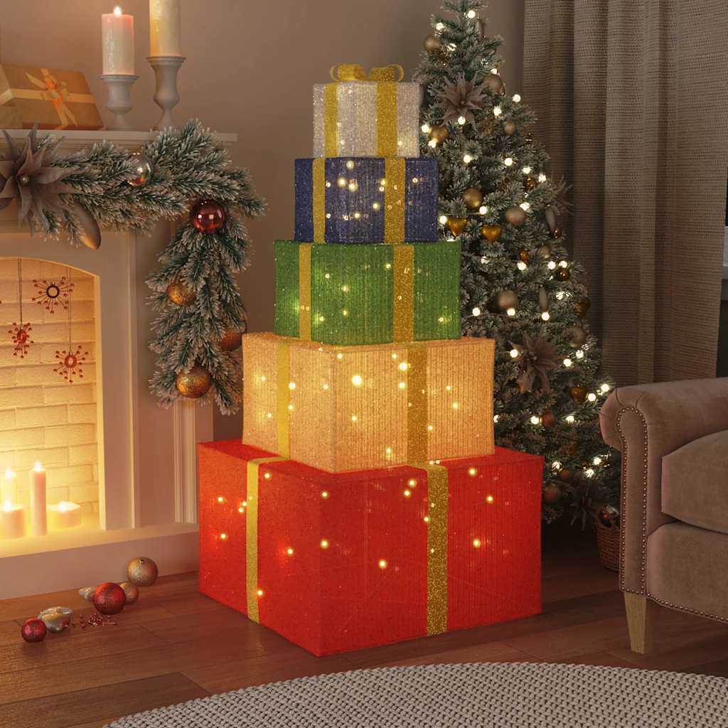 Vidaxl Božična dekoracija darilna škatla 250 LED toplote bele