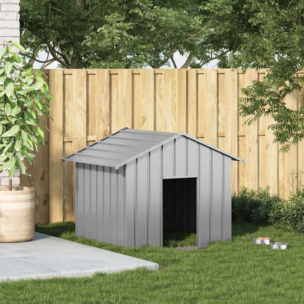Casinha de cachorro Vidaxxl com telhado 131x101x102 cm aço galvanizado