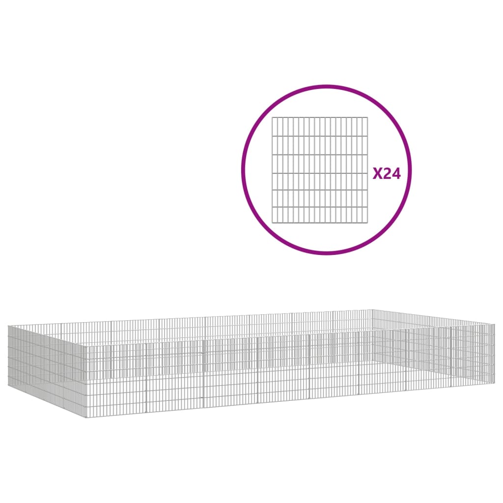 Vidaxl Animal Encosuation 24 Panels 54x60 cm galvanisert jern