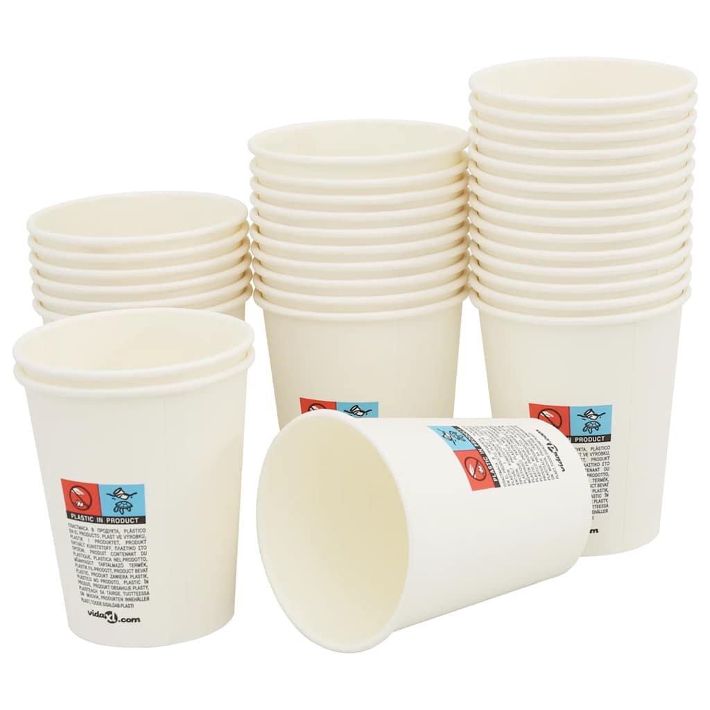 Vidaxl papirnate kavne skodelice 1000 pcs 8oz 200 ml bele