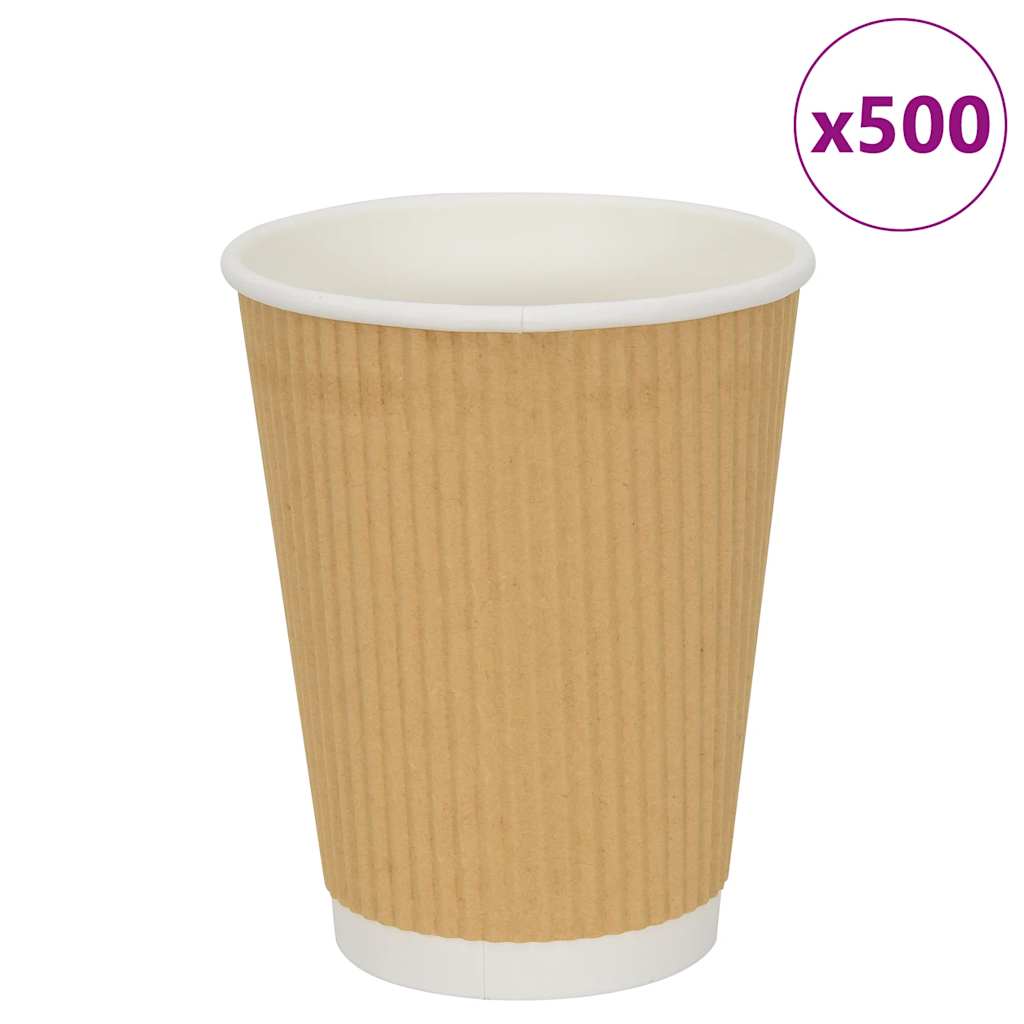 Vidaxl papírové šálky kávy 500 ks 12oz 300 ml hnědé