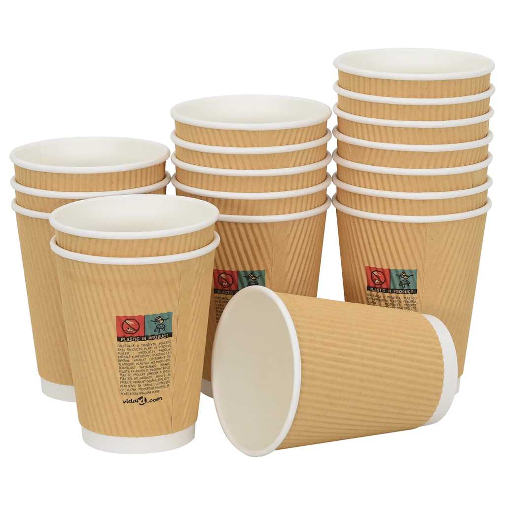Vidaxl papírové šálky kávy 500 ks 12oz 300 ml hnědé