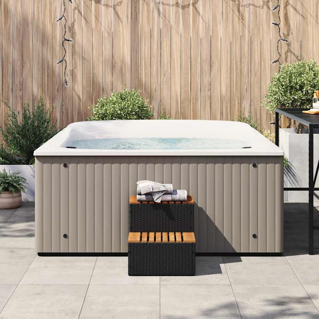 VidaXL HOTTUB-OPPLEMENT 50x50x50.5cm Poly Rattan Solid Acaciahout Black