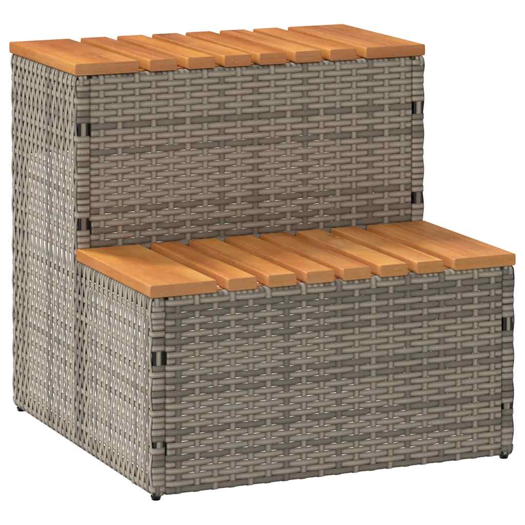 VidaXL HOTTUB-OPPLEMENT 50x50x50.5cm Poly Rattan Solid Acaciahout Gray