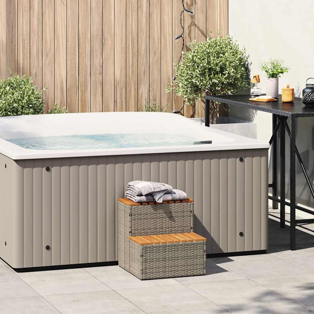 VidaXL HOTTUB-OPPLEMENT 50x50x50.5cm Poly Rattan Solid Acaciahout Gray