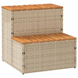 VidaXL HOTTUB-OPPLEMENT 50x50x50.5cm Poly Rattan Solid Acaciahout Beige