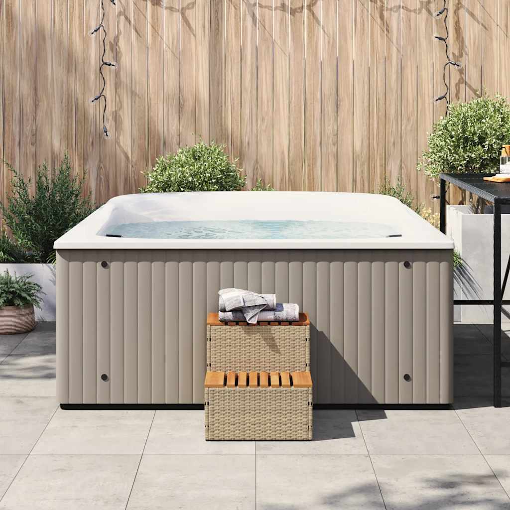 VidaXL HOTTUB-OPPLEMENT 50x50x50.5cm Poly Rattan Solid Acaciahout Beige