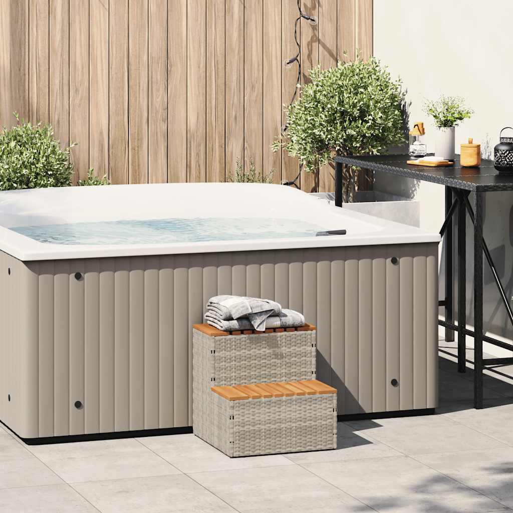VidaXL HOTTUB-OPPLEMENT 50x50x50.5 cm Poly Rattan Solid Acaciahout