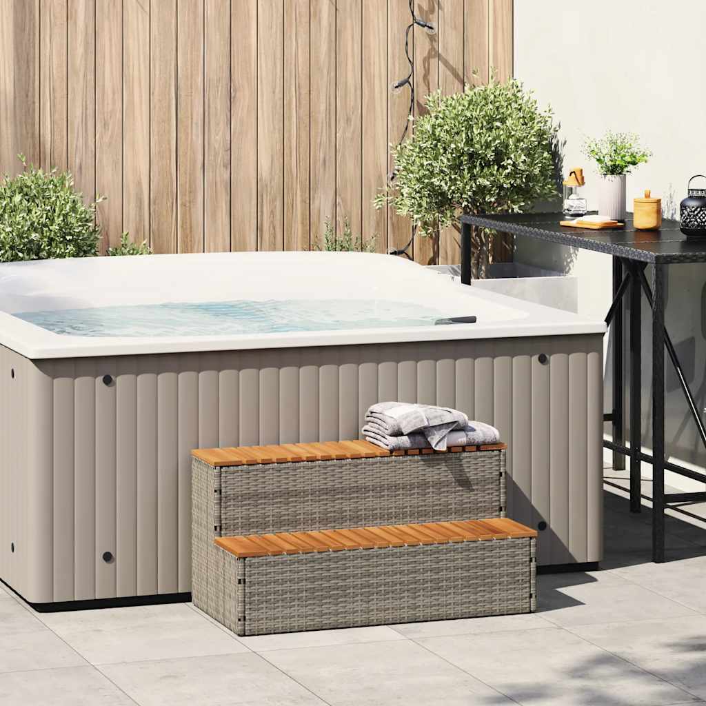 VidaXL HOTTUB-OPPLEMENT 100x50x50.5 cm Poly Rattan Solid Acaciahout