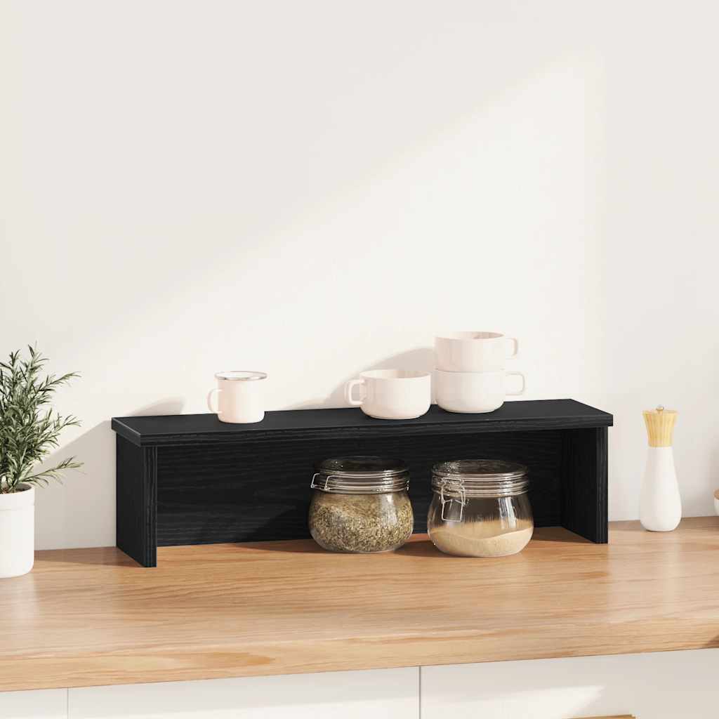 Vidaxl Kichen Rack Stackable 60x15x16 CM verschafft Holz schwaarz