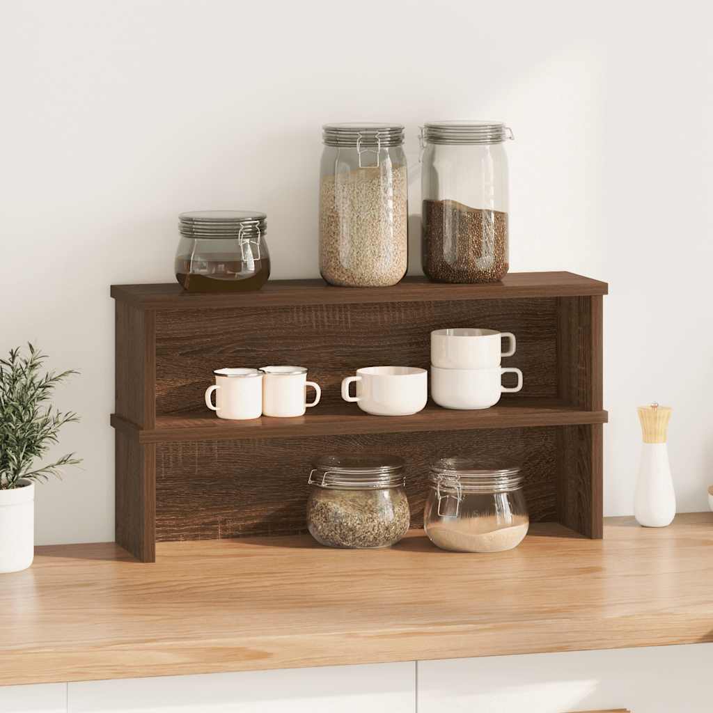 Vidaxl kitchen racks stackable 2 pcs 60x15x16 cm brown oak color