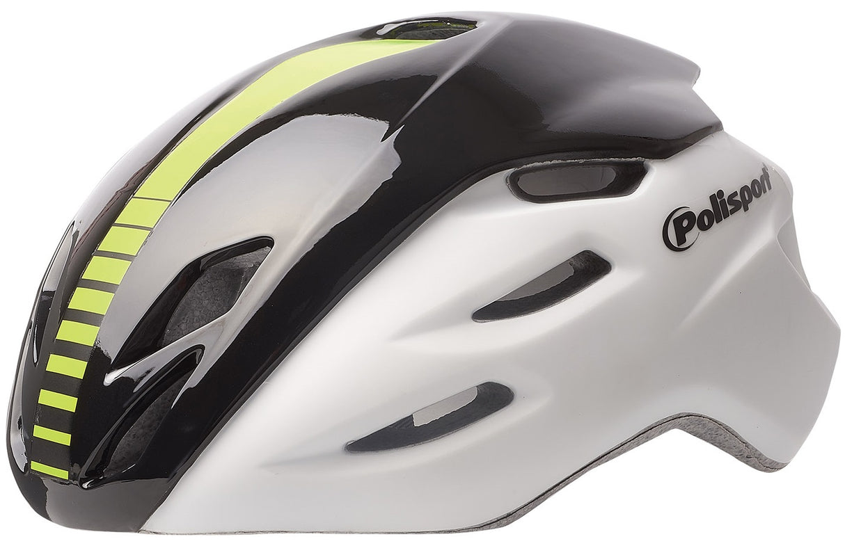 Polisport-Helm Aero Road Matt White Shine Schwarz gelb M 55-58 cm