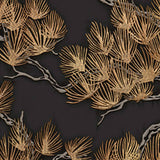 Dutch Wallcoverings Wallpaper Pine Tree Black and Gold Coloded