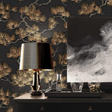 Dutch Wallcoverings Wallpaper Pine Tree Black and Gold Coloded