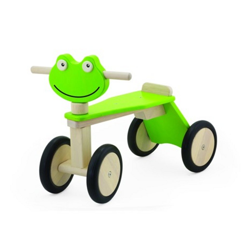 Pintoy Wooden Walking Bike Frog With 4 Wheels Green
