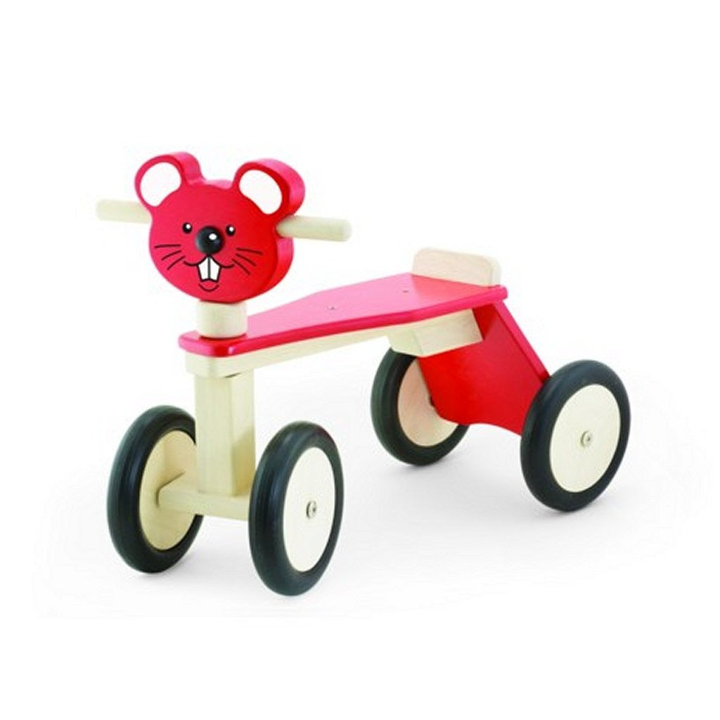 Pintoy Pintoy Wooden Mouse With 4 Wheels Red