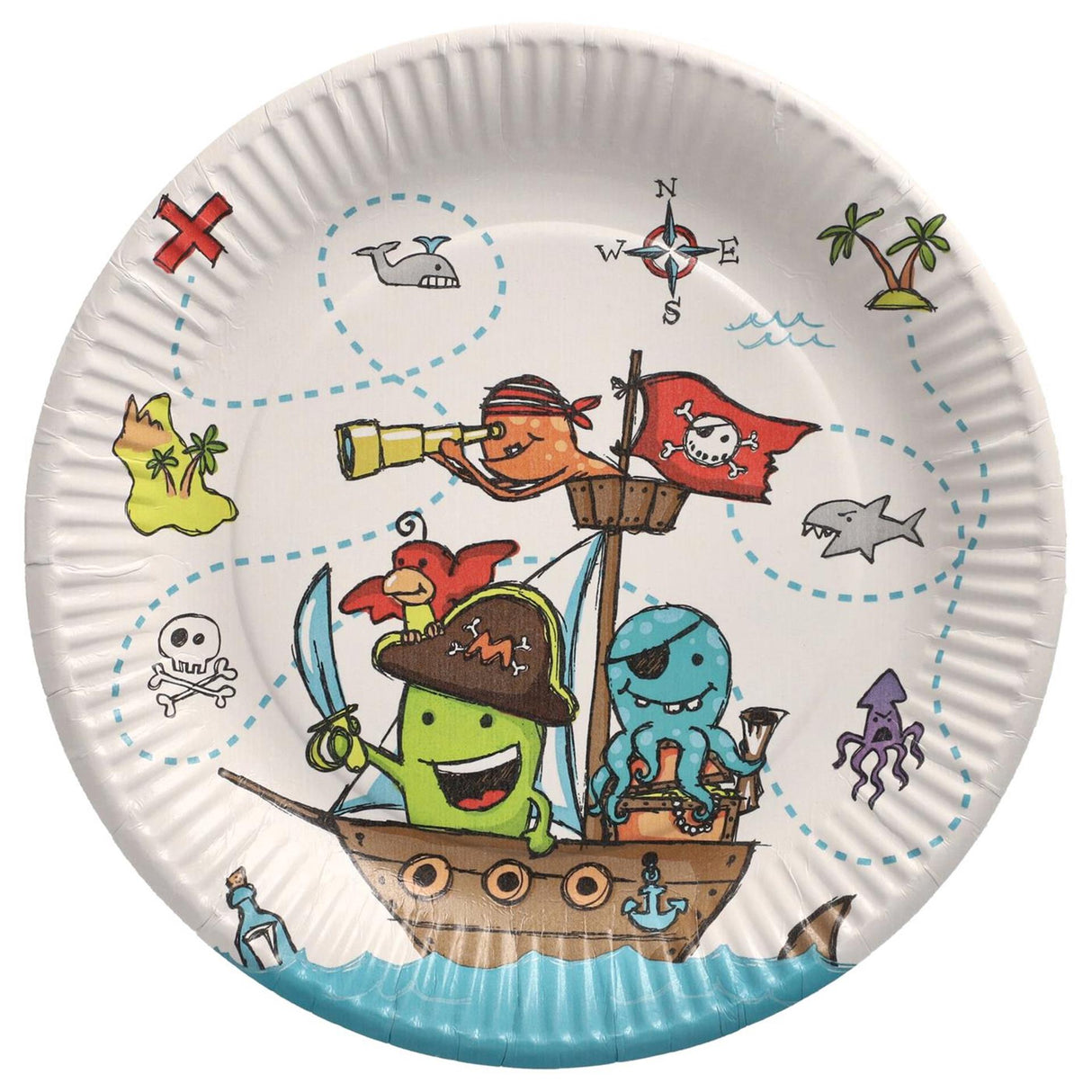 Papstar tallerkner piratbesætning pap ø23cm