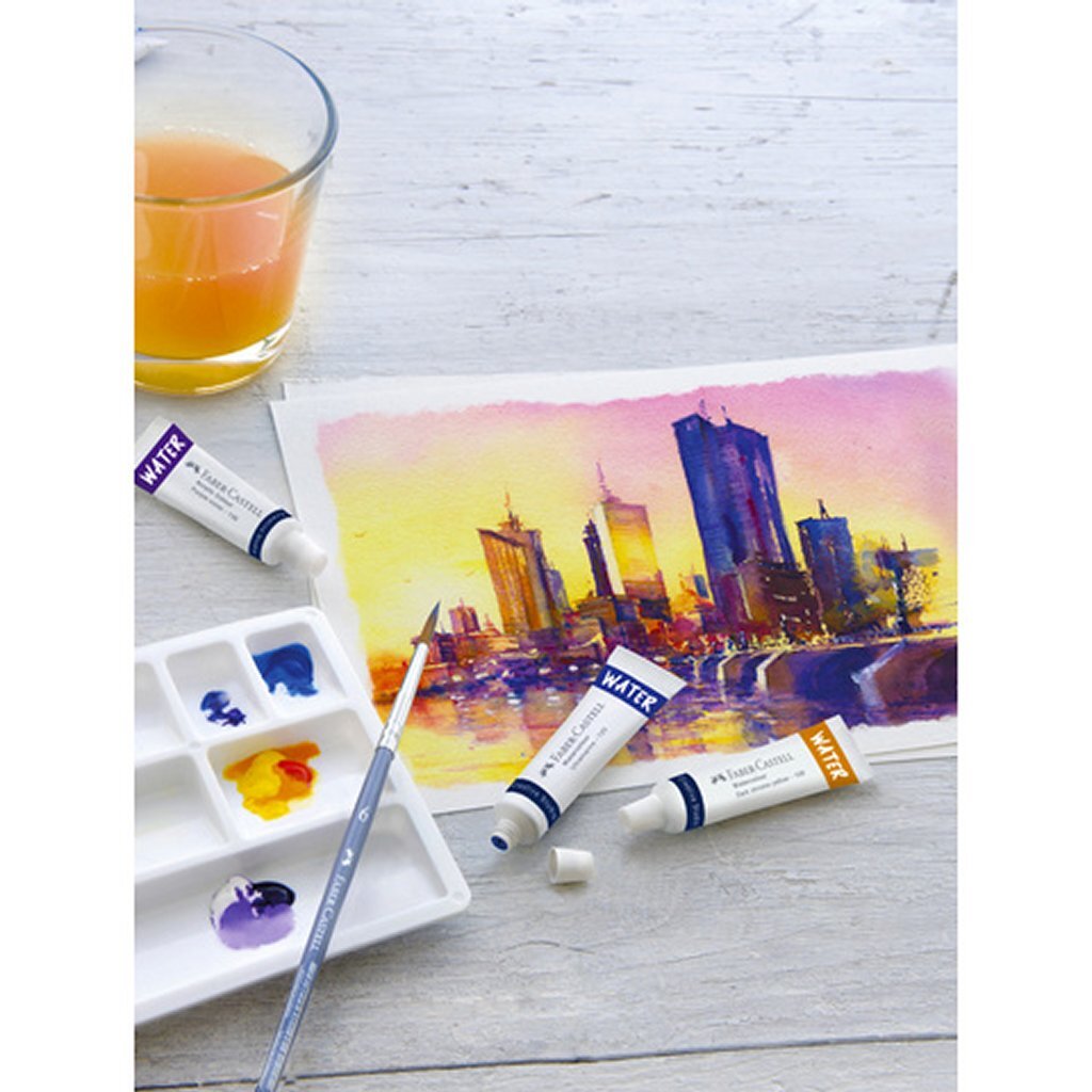 Faber Castell FC-169624 Aquarel Paint 24 Rurki + Paleta miksowania i szczotka