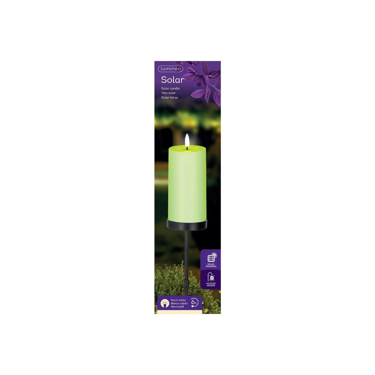 Lumineo solar kaars op steker groen ø7xh117cm