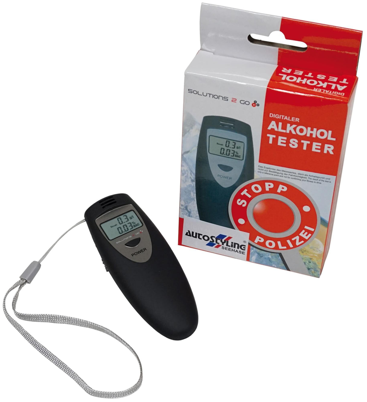 Autostyling seehase solutions 2 go alcoholtester digital breathalyzer