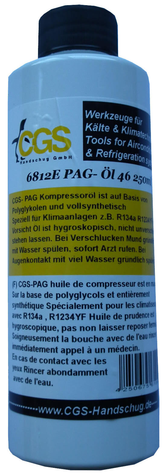 Cgs airco-compressorolie pag olie . pag oel 250ml iso46