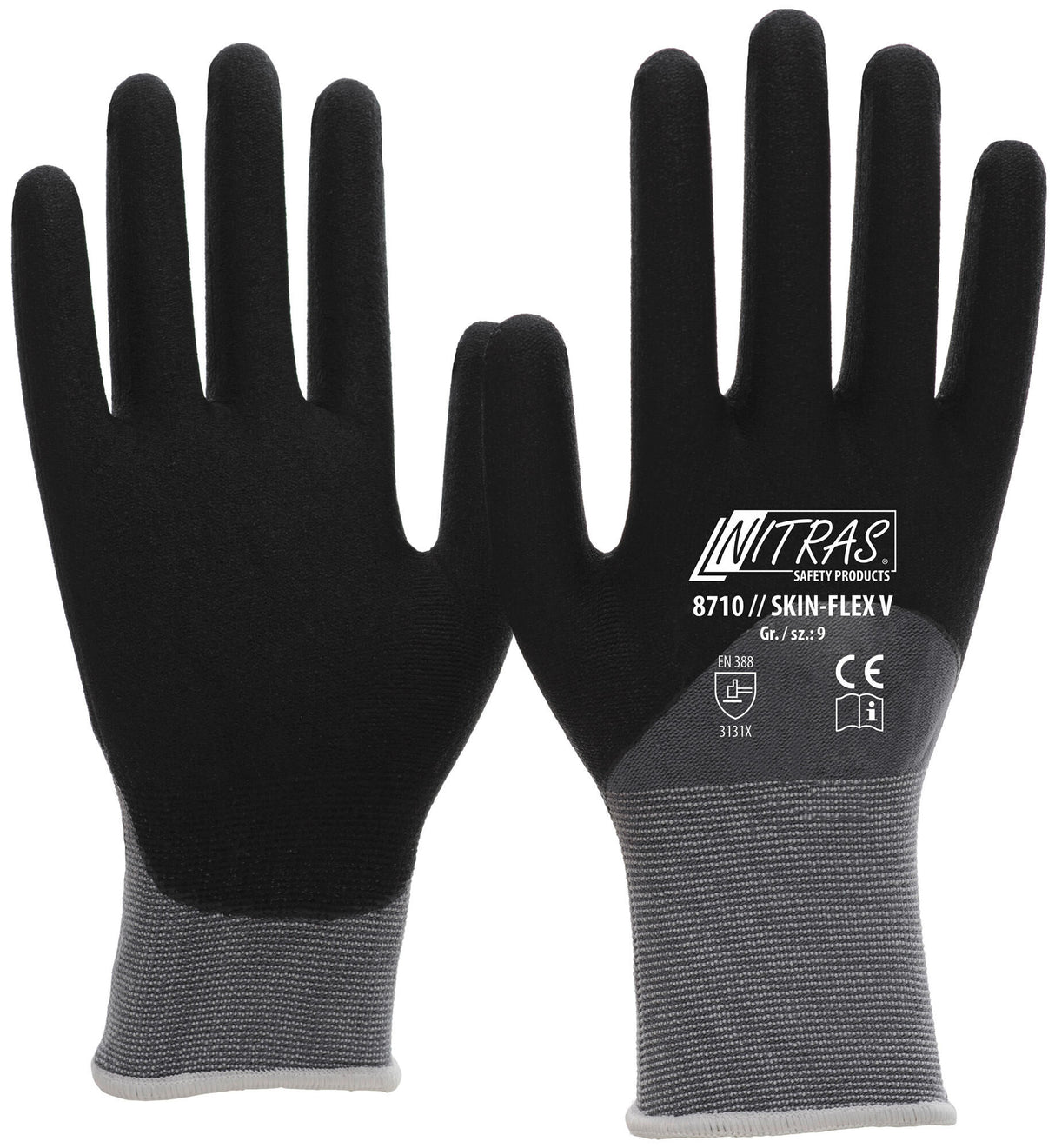 Nitras safety nitras fine knitted glove skin flex v glove size 9 skin flex v