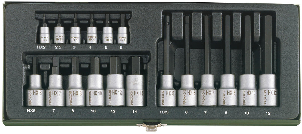 Proxxon dopsleutel set inside hexagon set 18-t.