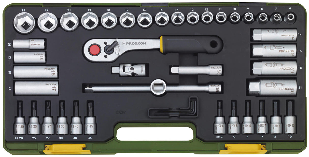 Proxxon socket wrench set wrench set 3 8 44pcs with club ratchet