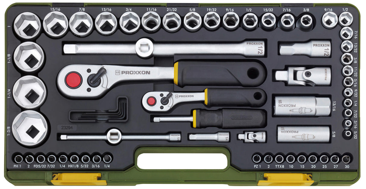 Proxxon dopsleutel set socket wrench set inch 65-piece