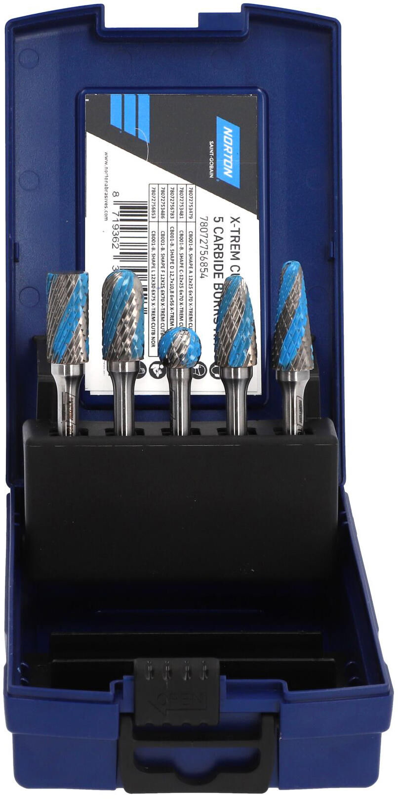 Norton burr set x-trem cut 5 carbide burr set