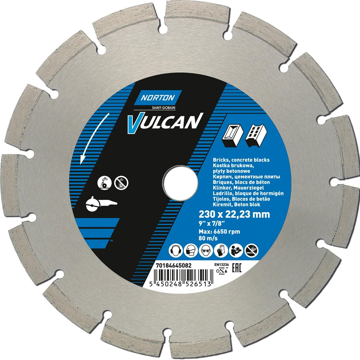 Norton doorslijpschijf "vulcan universal" diamond cutting discs 230x22.23 angle grinder