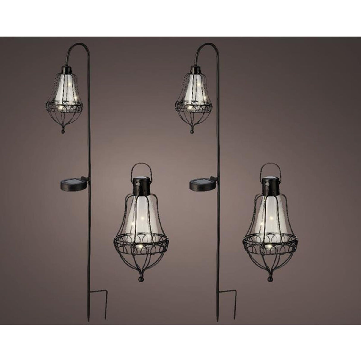 Lumineo LED Solar Laterne Set Metall 4-Stéck