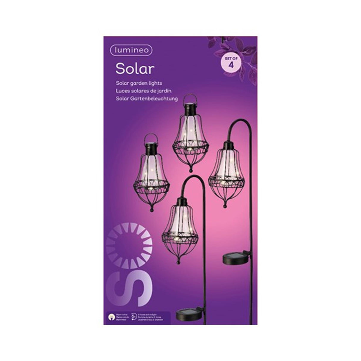 Lumineo LED Solar Laterne Set Metall 4-Stéck