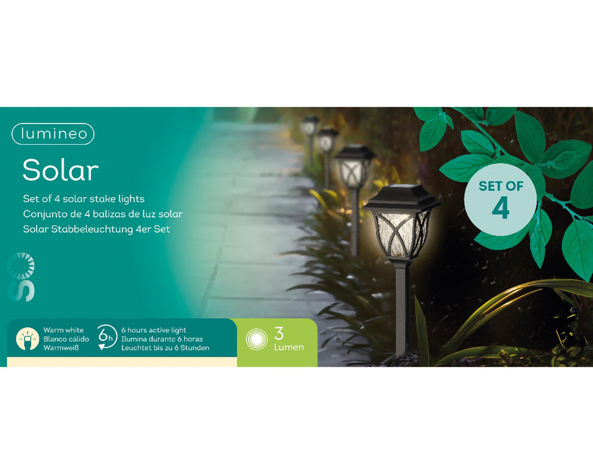 Lumineo solar lamp h33cm set van 4