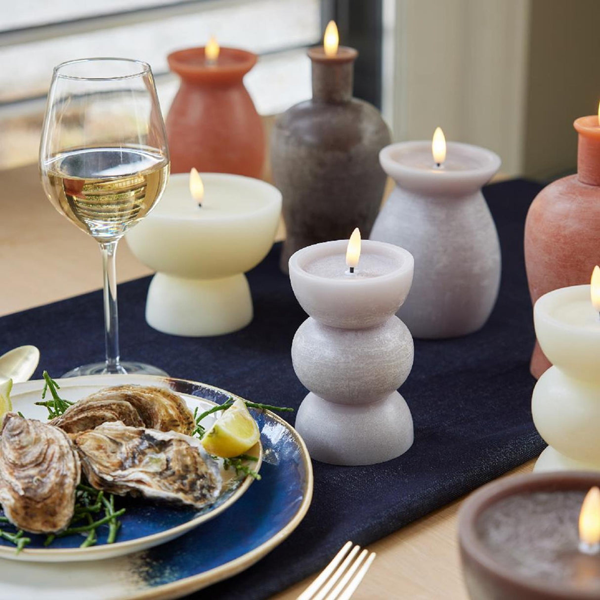 Lumineo led kaars vlameffect h14,5cm terra