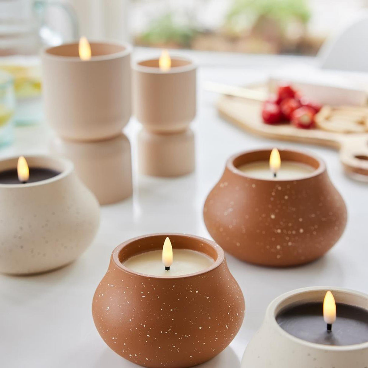 Lumineo led kaars vlameffect dia12cm creme