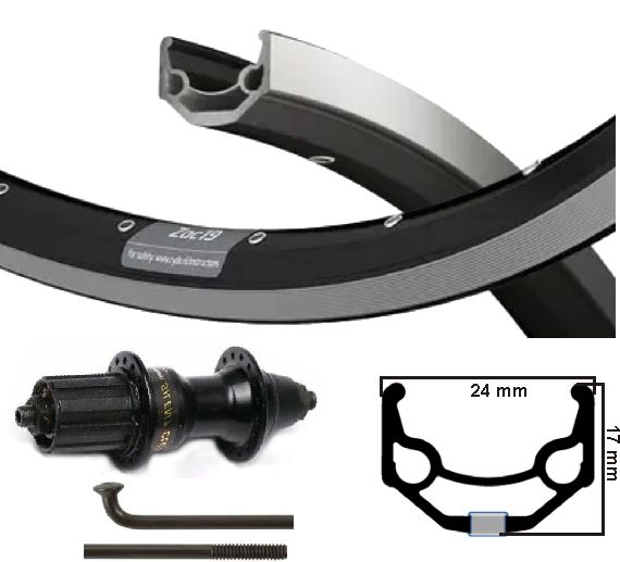 KGS Zadní kolo 28 palců (622) RIM Black-Silver Spaak Black Cass 8-9V výpadky