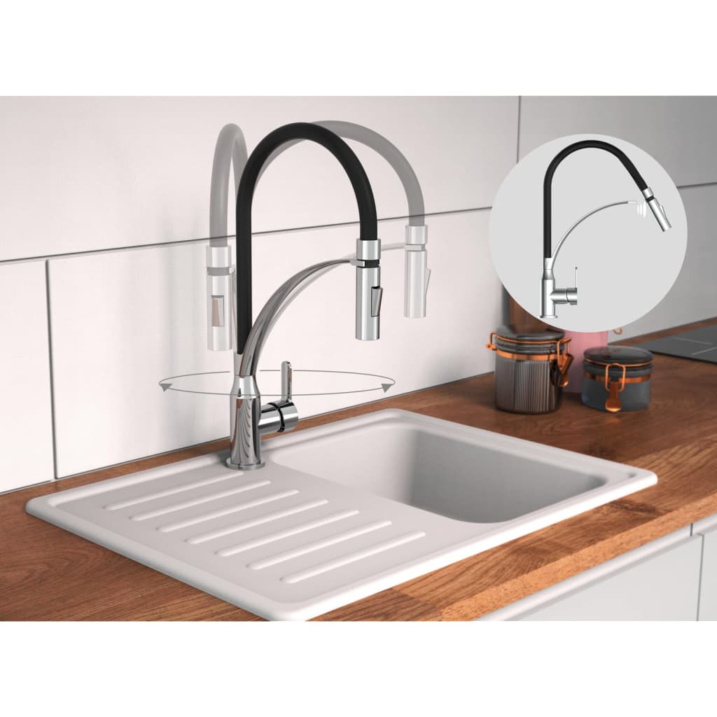 EiSl EiSl-Küchenmixer mit Soft-Touch-Ausgabe Carneo Schwarz Chromfarben
