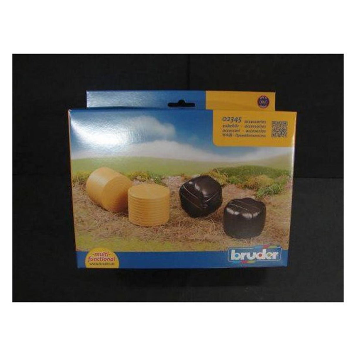 Bruder 4 round hay bales 2xblack 2x ocher