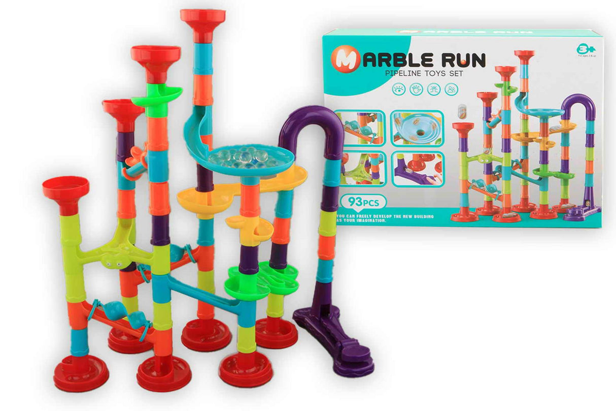 Piste à billes Jonotoys 93 pièces, peut être construite de différentes manières