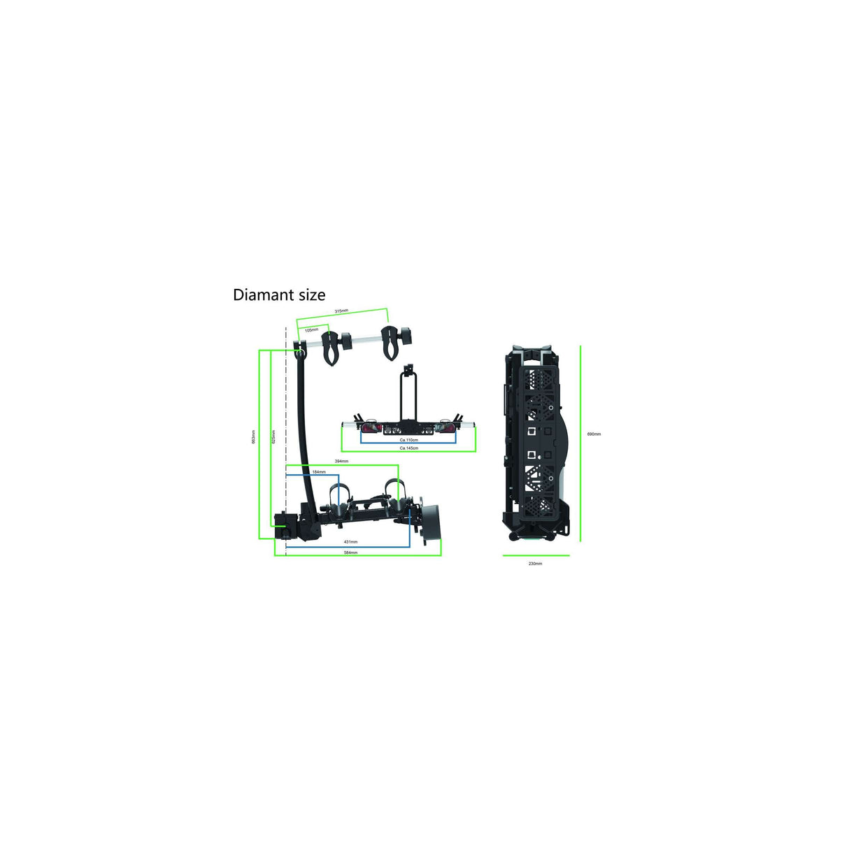 Pro-User Diamant Towbar Bicycle Carrier 2-Fiets also e-bike