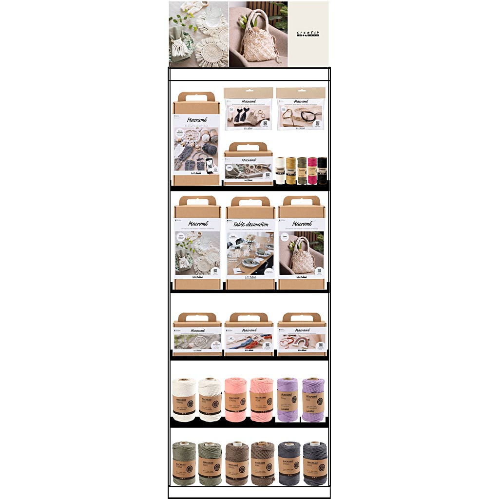 Creativ company vloerdisplay, gemonteerd, category, macramé, volwassenen, h: 1580 mm, l: 600 mm, b: 400 mm, 139 eenh. 1 stuk