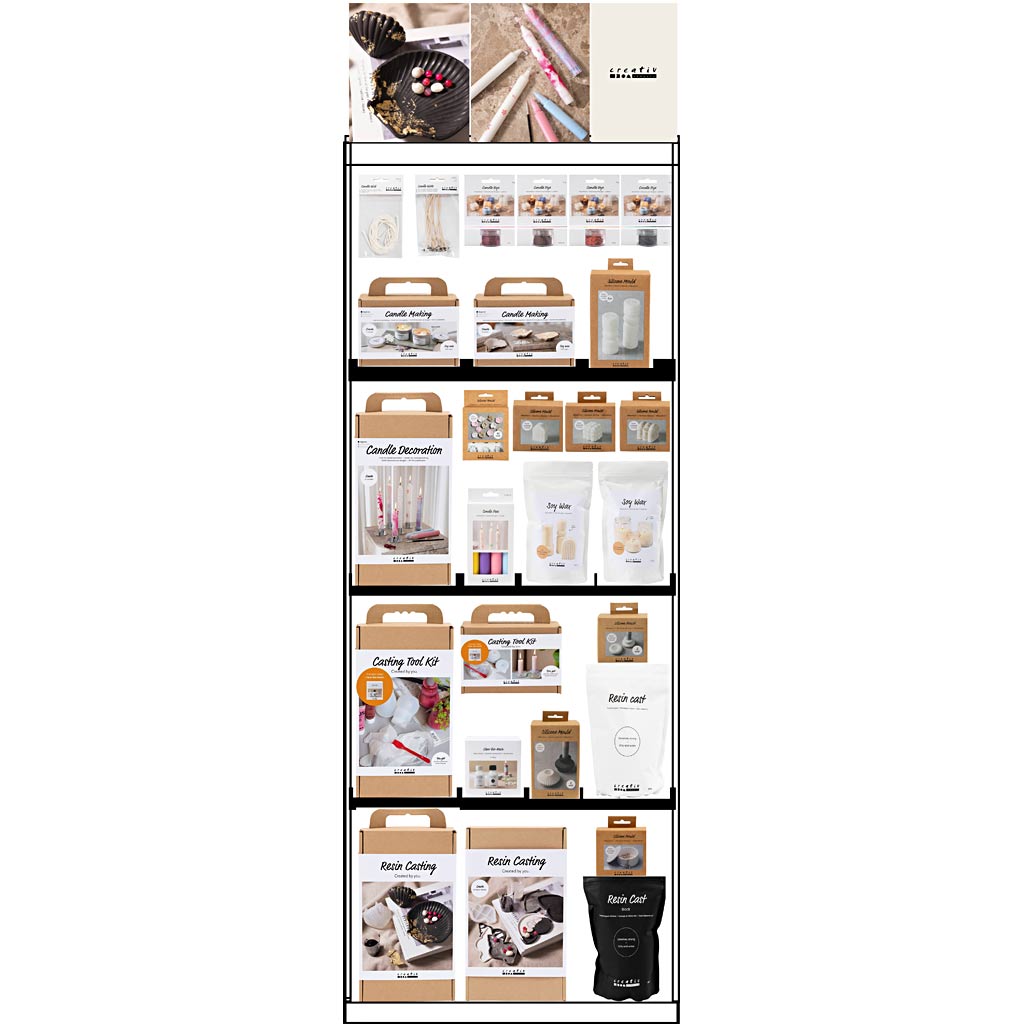 Creativ Company floor display, unassembled, category, resin candle, adult, h: 1580 mm, l: 600 mm, w: 400 mm, 139 units 1 piece