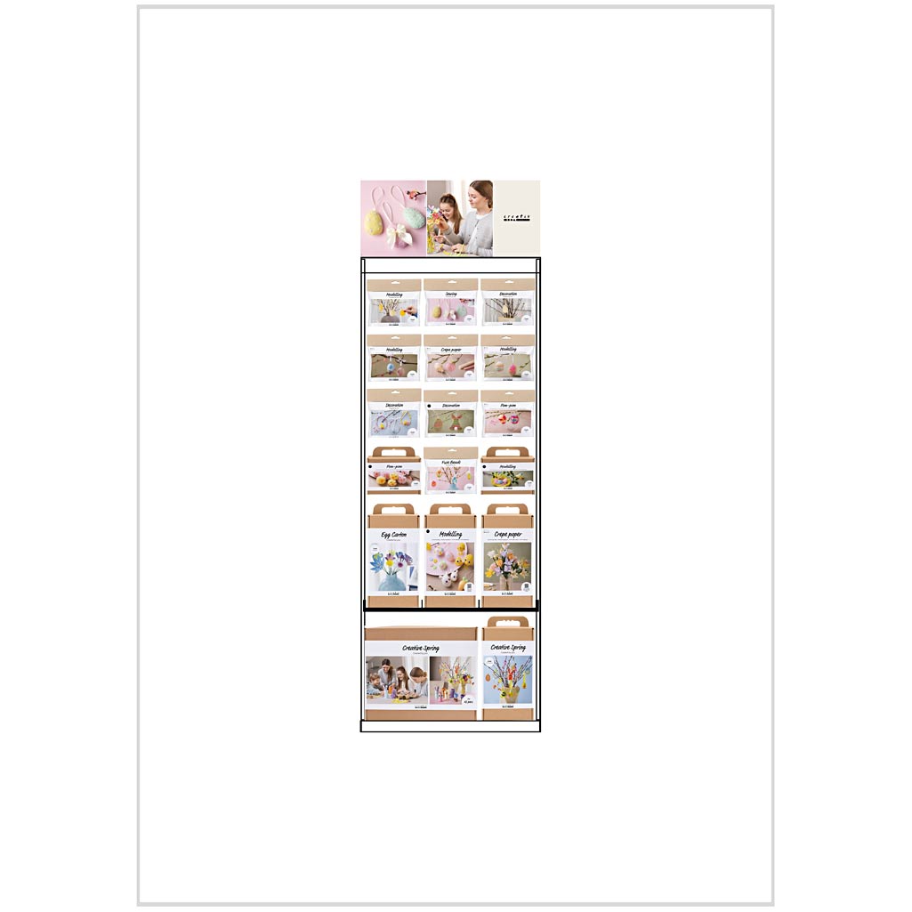 Creativ company vloerdisplay, ongemonteerd, hero sets voor pasen, volwassenen en kinderen, h: 1580 mm, l: 600 mm, b: 400 mm, 98 eenh. 1 stuk