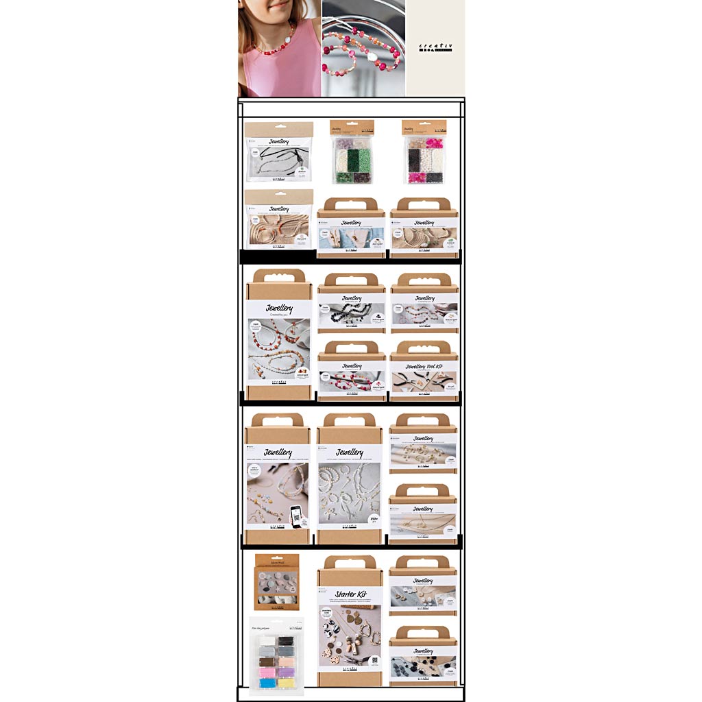 Creativ company vloerdisplay, ongemonteerd, hero sieraden, volwassene, h: 1580 mm, l: 600 mm, b: 400 mm, 88 eenh. 1 stuk
