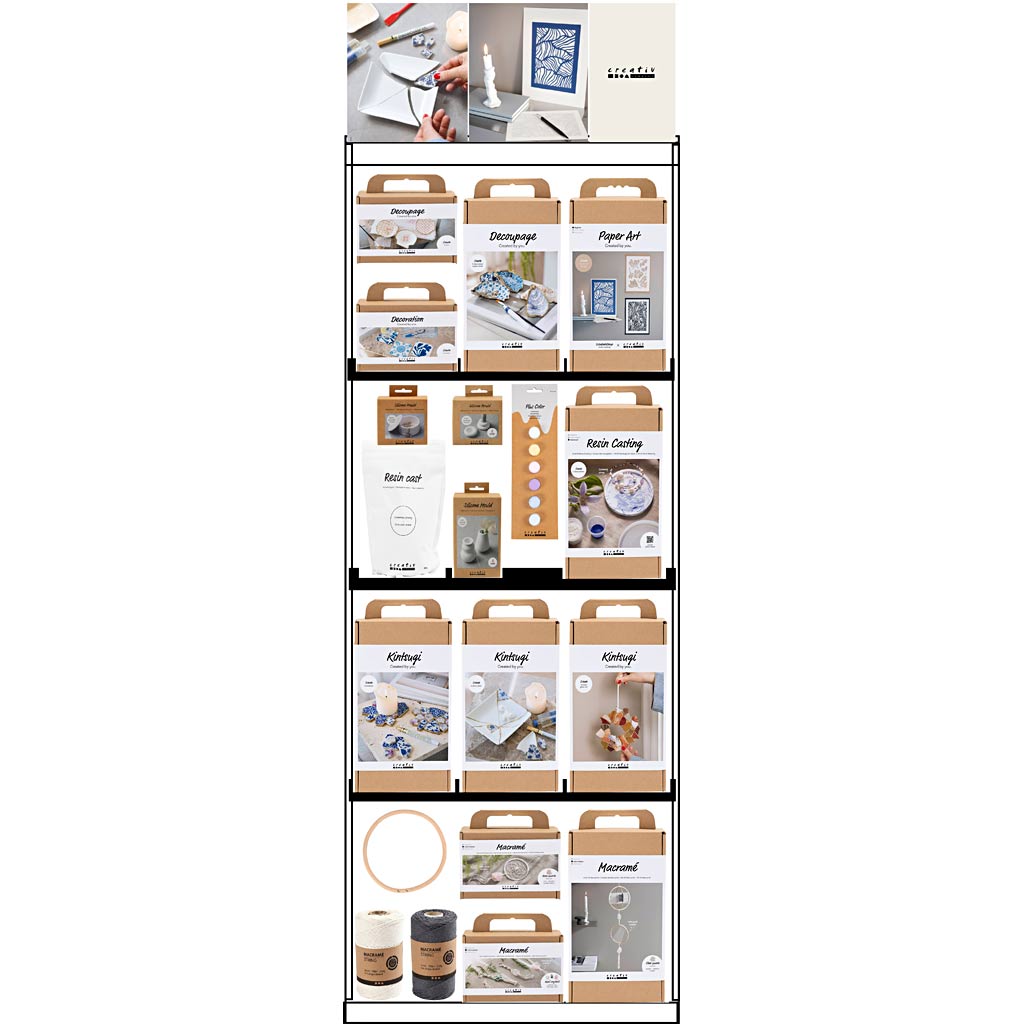 Creativ company floor display, assembled, category, interior mix, adult, h: 1580 mm, l: 600 mm, w: 400 mm, 98 units, 1 piece