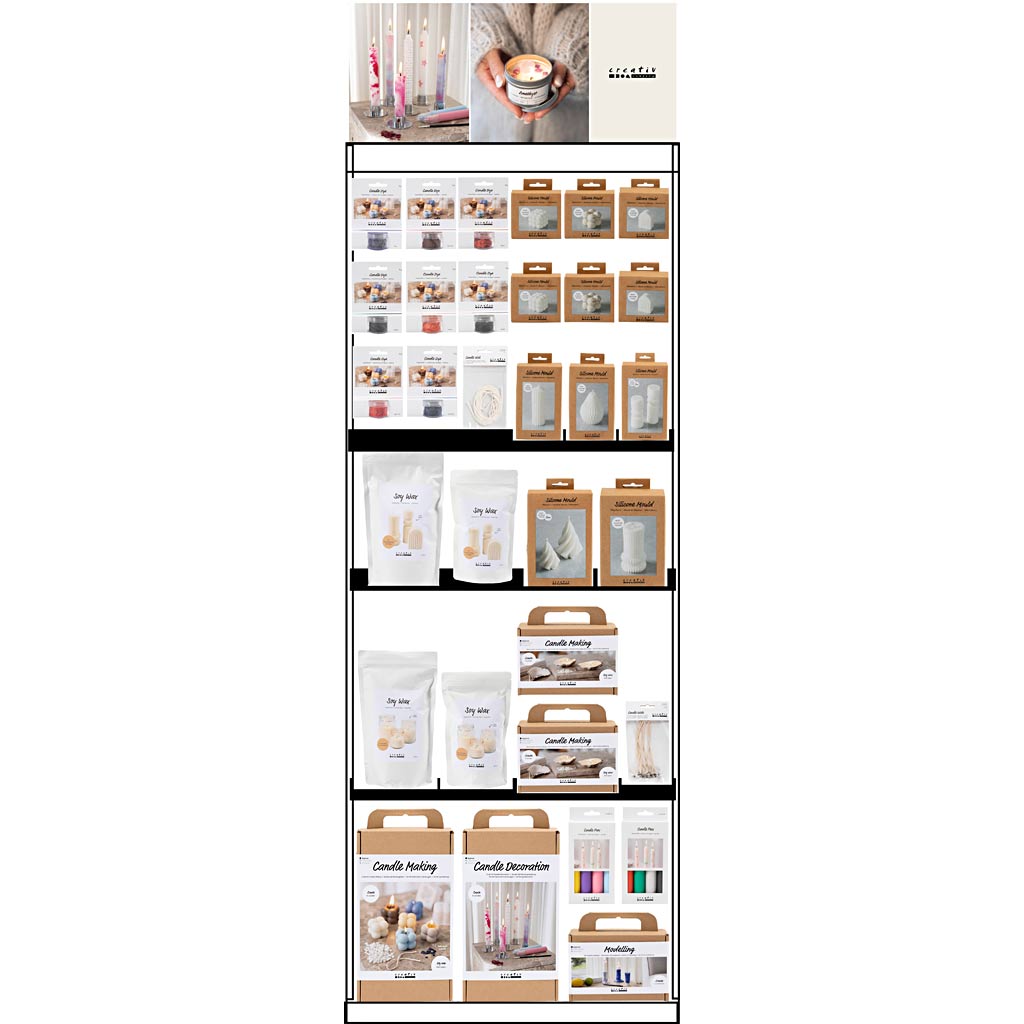 Creativ Company floor display, assembled, category: candle making, height: 1580 mm, length: 600 mm, width: 400 mm, 143 units per piece